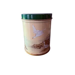 Vintage Allegro Services Bamboo Landscape Tea Tin w/ Lid Repurposed Candle